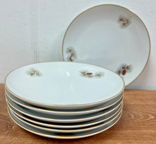 Lot of 7 Vintage Fukagawa Arita Hand Painted Pine Cone Bread Plates 6.25" 904