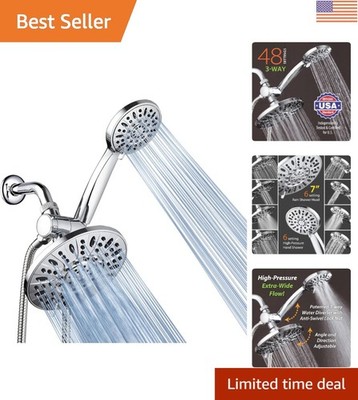 3-Way Showerhead Combo: 7'' Rainfall with 6 Settings and Easy Install