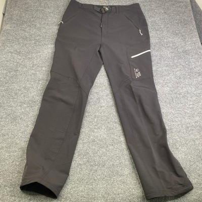 Mountain Hardwear Mens Softshell Hiking Pants Gray Black Belted Cargo Large Long