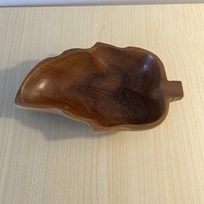 Wooden Bowl Leaf Shaped Accent Bowl Decorative Bowl Home Decor Brown Farmhouse