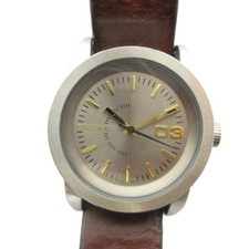 Diesel Dz-5426 Watch Quartz Logo Leather Belt Silver Color Used 79194f9dd0e1c77a