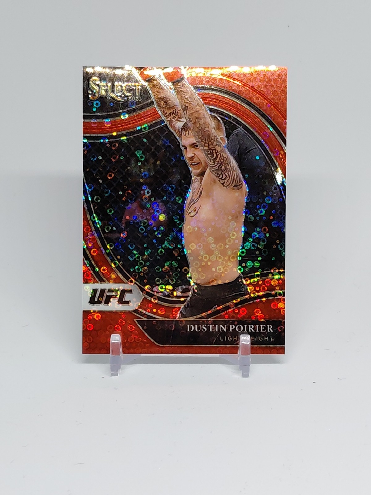 2021 Panini Select UFC - Octagonside Dustin Poirier #259 Red Disco Prizm /199