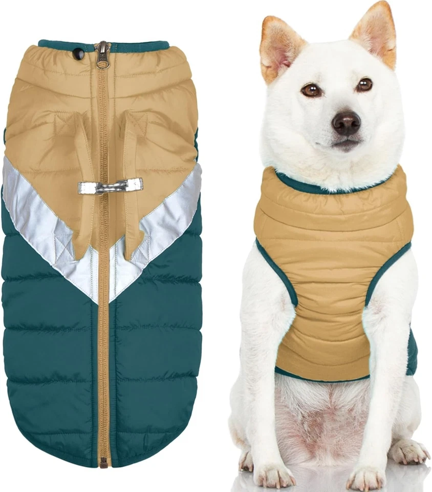 Gooby Mountaineer Dog Jacket - Sand, Medium - Warm Zip Up Coat with Lift Handle - Image 3 of 4