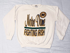 Vintage Notre Dame Fighting Irish White Crewneck Sweatshirt Size XL Made in USA