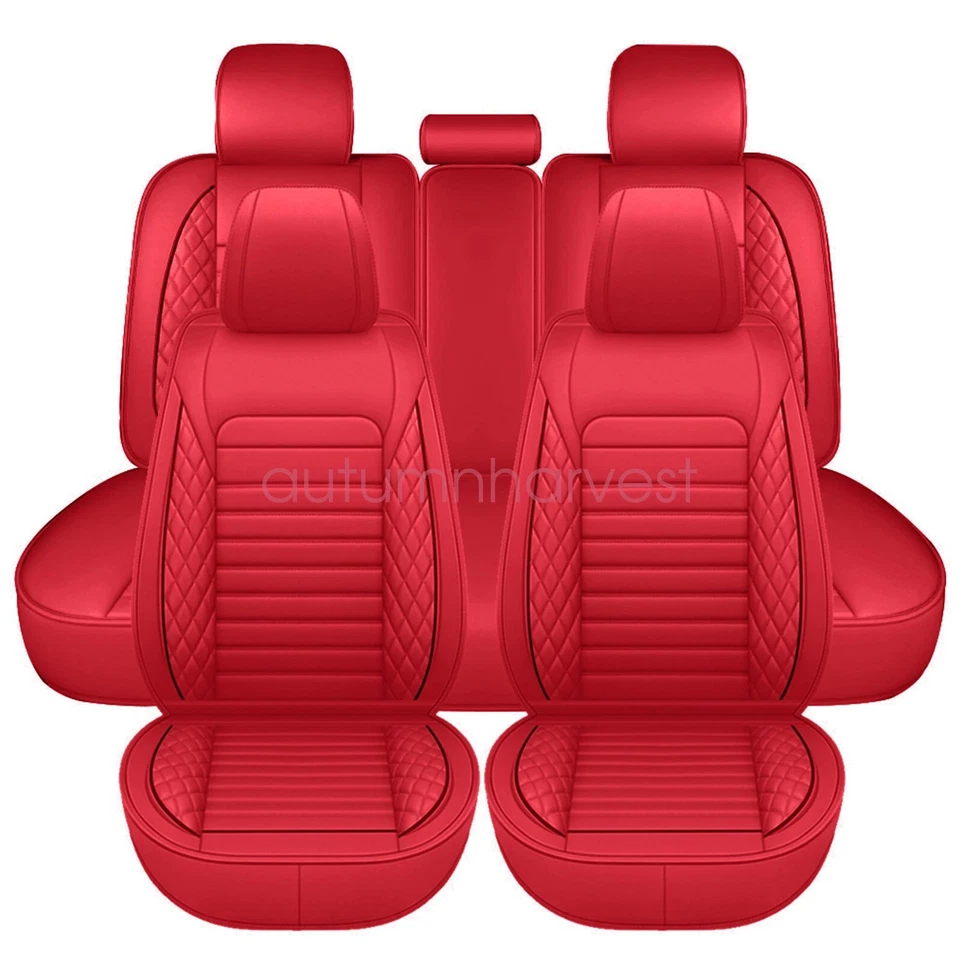For Infiniti Car 5-Seat Covers Full Set Faux Waterproof Cushion Protector Red Foto 2 de 4