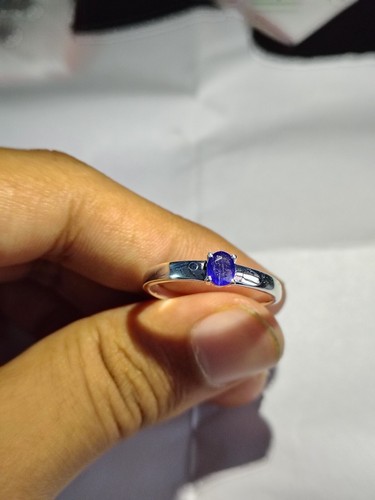 Anillo de zafiro azul anillos de compromiso de cumpleaños sólido 925... - Imagen 2 de 9