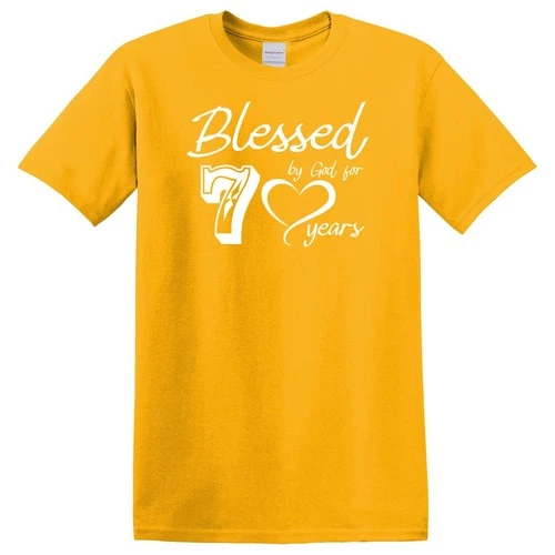 Blessed by God for 70 Years Shirt 70th Birthday Short Sleeve Shirt cotton Size X
