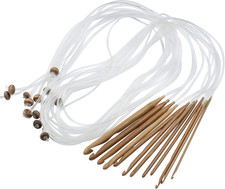 Bamboo Tunisian Crochet Hooks Set 3mm  10mm  12 Sizes Afghan Knitting Needles wi