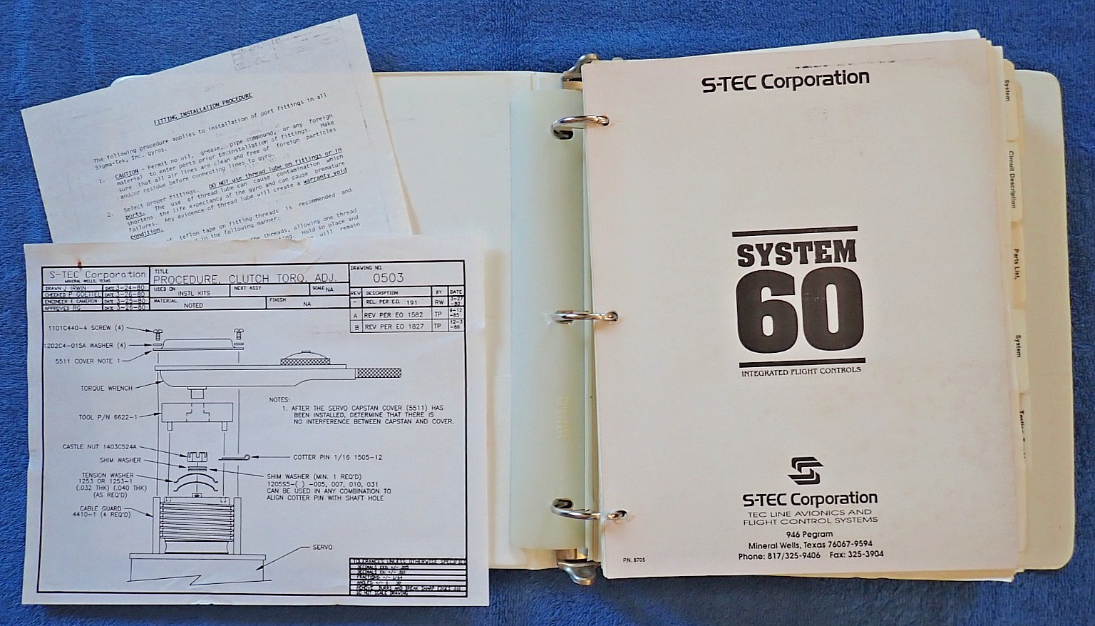 S-Tec Autopilot ST60-1 ST60-2 ST40 & 50 Manual Parts Schematics Original Binder