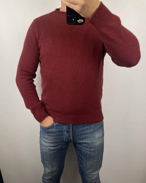 Men Gran Sasso Pullover Burgundy Wool 40 /L / 48