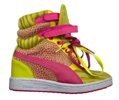 Puma Contact Sky High Yellow Pink High Top Shoes Size US6