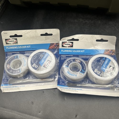 2x HARRIS 4 oz Plumbing Solder Kit w/ Flux, Brush, Abrasive Cloth, Model: 333559