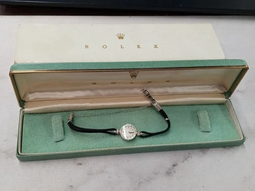 Vintage 14k White Gold Rolex Ladies Watch 17 Jewels RUNS (Read Desc) with Box