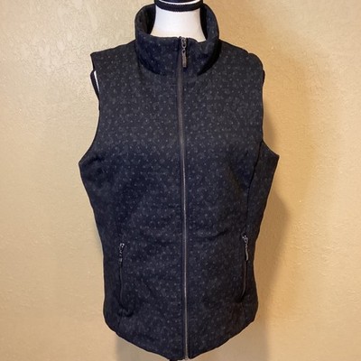 Lemon Tart Quilted Vest in Black with Purple Floral Print, Size Women's Large
