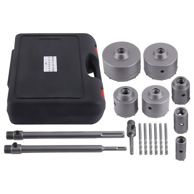 Concrete Core Bit Set 16Pcs Carbide Hole Saw for Brick Wall 30-110mm SDS Plus
