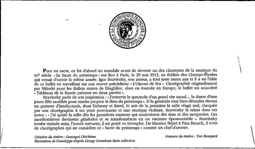 Monaco SC# 2724 FDC 2013 The Rite of Spring Igor Stravinsky - A03068 - Picture 2 of 2