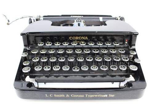 Antique, Vintage 1930s L.C. Smith & Corona Sterling Black Typewriter w