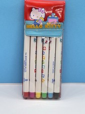 Vintage Sanrio Hello Kitty 1976 Set Of 5 Markers In Case Japan