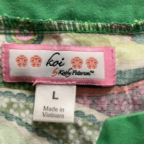 Koi Womens Scrub Top Green Floral Size Large - Picture 3 of 4