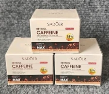 (3) Sadoer Retinol 98% Caffeine Anti Wrinkle Eye Cream Repair NEW 20g Ea