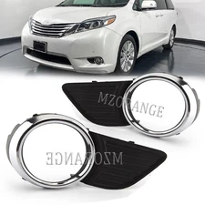 Black Fog Light Cover Chrome Trim For Toyota Sienna Base XLE LE CE 2011-16 2017
