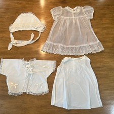 Vintage Madonna by Haddad Christening Baptism Gown Bonnet Slip Outer Top