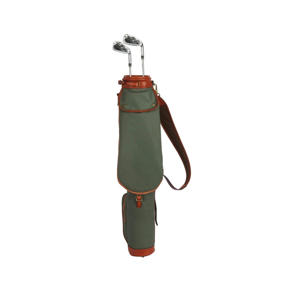 Tourbon 复古高尔夫俱乐部手提袋旅行箱 - 帆布和皮革 — 第 2/4 张图片