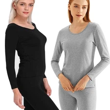 Women's Ultra Soft Fleece Lined Thermal Top & Bottom Base Layer Underwear Set US