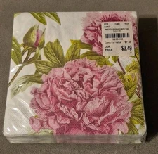 New Pretty Peonies Beverage Napkins Craftmaster 36 3-ply Floral Flower Peony 