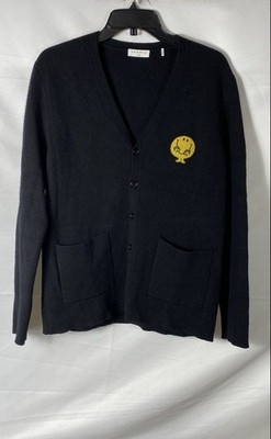 Sandro Paris Women's Black Wool Cashmere Cardigan Mr Men Mr Happy Patch Size 1
