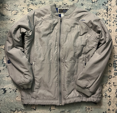 adidas Men's Gray Bomber Jacket Full Zip Pockets Short Length Size S
