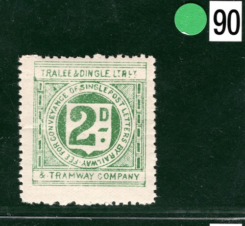 GB Ireland TRALEE & DINGLE LIGHT RAILWAY TRAMWAY Letter Stamp 2d MM GR2WHITE90 - Picture 3 of 10