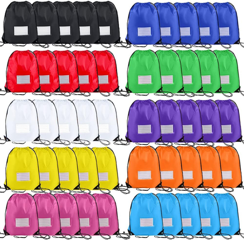 50 Pack Drawstring Bags,Bulk Draw String Backpack, DIY Gym Sports Cinch Bag Sack