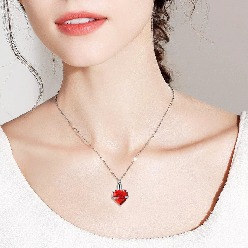 3 Stück Einäscherungsschmuck Herz Anhänger Frauen Memorial Asche Urne Halskette - Bild 4 von 4