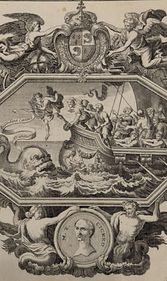 #ad Grande gravure Arion joue de la Lyre 1685 Cicéron 17th EUR 99.99