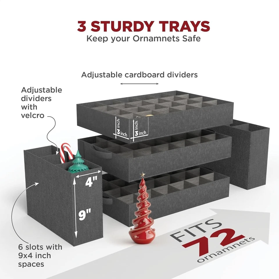 Premium Christmas Ornament Storage Box - Quality 600D - Decoration Organizer - Image 4 of 4