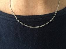 Mens Rhodium Plated Sterling Silver Chain 24 Vintage Necklace Choker New Jewelry