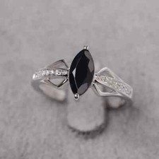 Black Onyx Solitaire Women Ring Natural Gemstone 925 Sterling Silver Ring