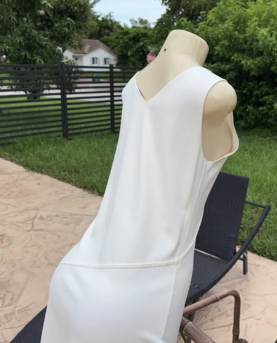CALVIN KLEIN COLLECTION WHITE STRETCH SLEEVELESS GATHER DETAILS DRESS Sz 8/44 - Picture 10 of 18