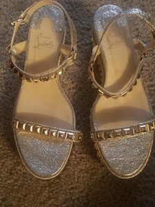 christian louboutin studded wedges