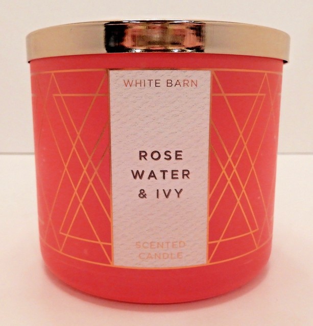 Bath and Body Works White Barn 3 Wick Scented Candle Rose Water Ivy 14.