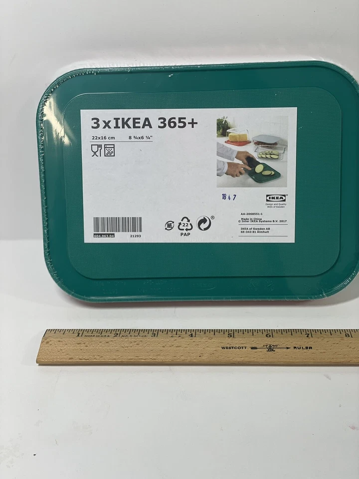 IKEA 365+ Tabla de cortar tabla de cortar pequeña paquete de 3 multicolor verde rojo blanco Foto 4 de 4