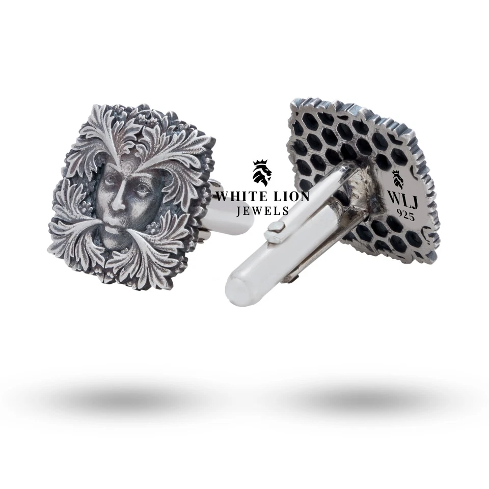 Grün Damen Treen Dschungel Manschettenknöpfe Zubehör Men 925 Sterling Silber Ehe - Bild 3 von 3