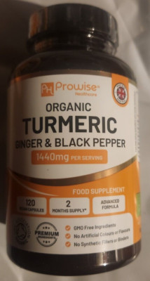 Organic Turmeric Curcumin Complex 1400mg+ 120 Caps Joint Support Ginger/Bioperin