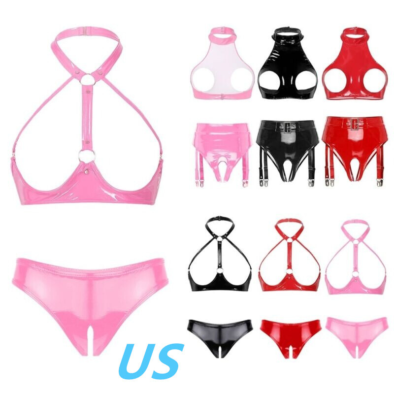 Women Sexy Lingerie Set Faux Leather Bralette Bra Top and Panty 2 Piece Set | eBay Women Sexy Lingerie Set Faux Leather Bralette Bra Top and Panty 2 Piece Set | eBay