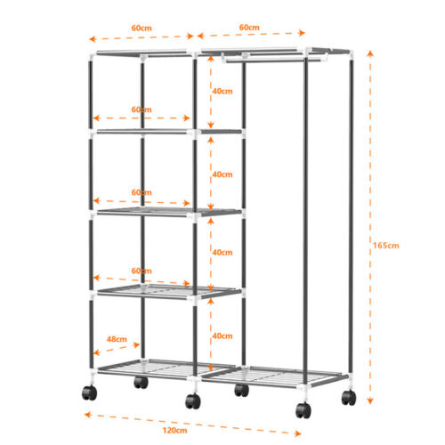 Schwerlast Faltschrank Kleiderständer auf Rollen Kleiderschrank Stoffschrank Neu - Bild 6 von 9