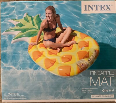 Intex 85 x 49 Inch Giant Inflatable One Person Pineapple Swimming Pool  Float Mat