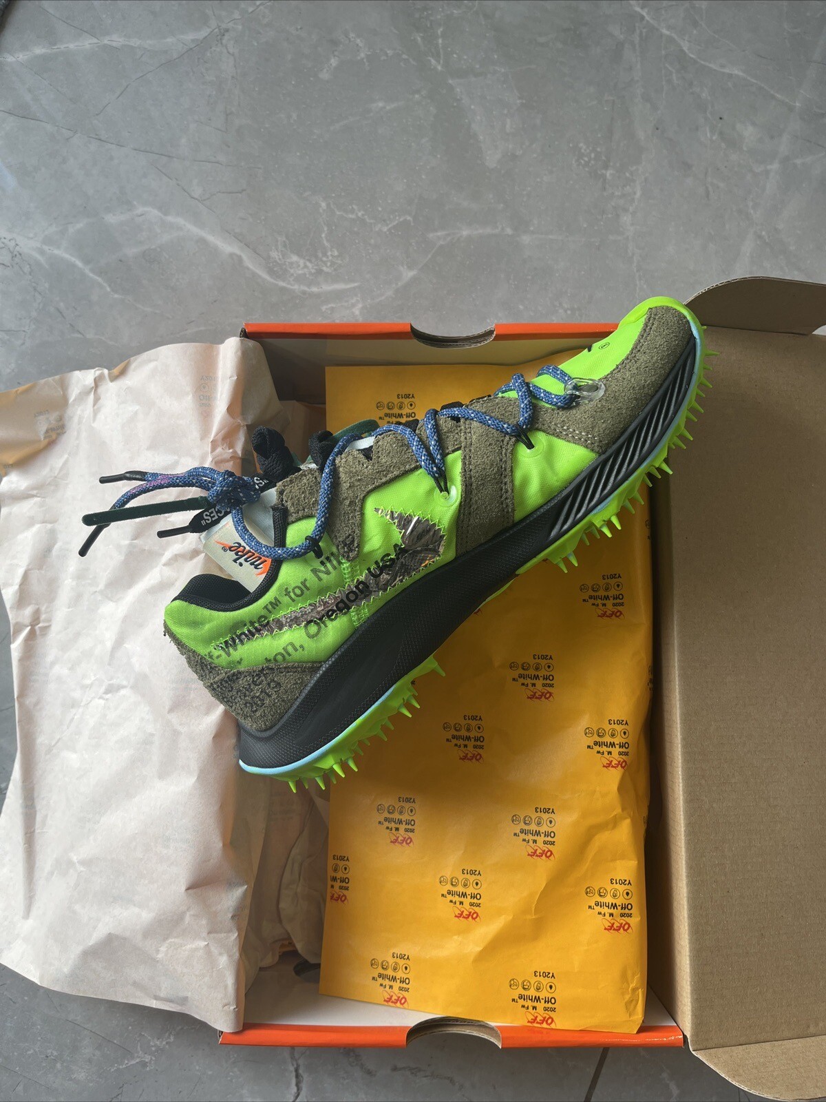 OFF WHITE X NIKE Nike x Zoom Terra Kiger 5 bianco sporco verde. Taglia UK5 5 US6 EUR38 5