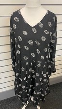 BON MARCHE LADIES BLACK CIRCLE PRINT TIERED LONG SLEEVE DRESS NEW (ref R) SALE