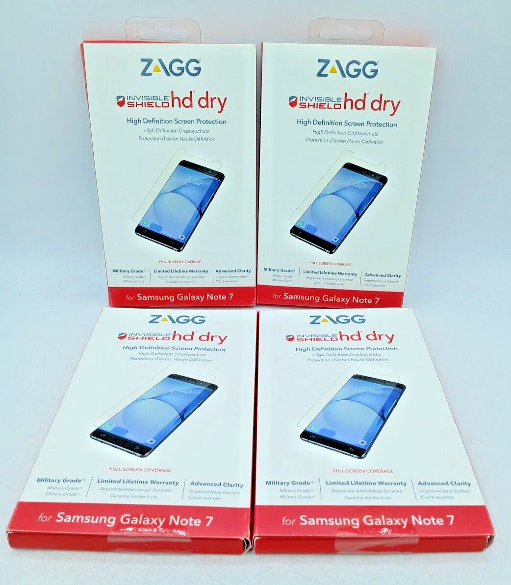 ZAGG INVISIBLESHIELD SCREEN PROTECTOR FOR GALAXY NOTE 7 - Pack Of 4. SM12